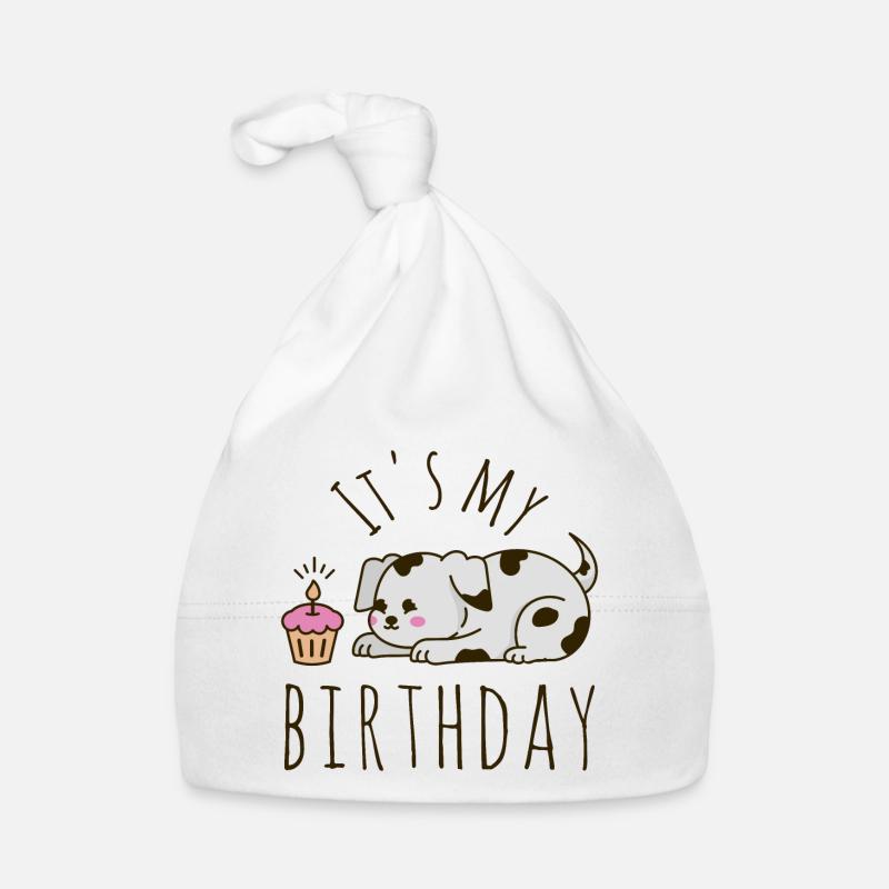 C’est mon chien d’anniversaire - Bonnet bio Bébé - blanc
