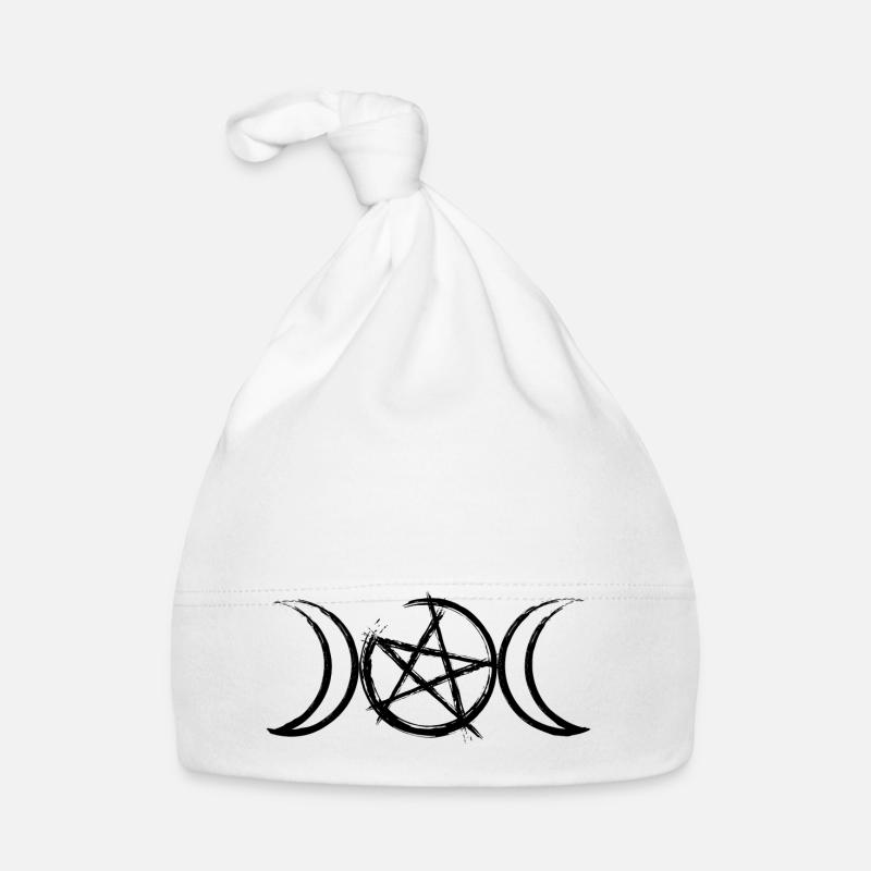Déesse de la lune Tripple symbole déesse trine - Bonnet bio Bébé - blanc