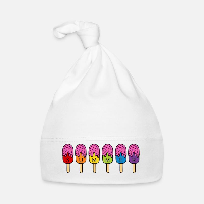 Crème glacée d’été Manger Arc-en-ciel Coloré Rose Crème glacée d’été Bonnet bio Bébé