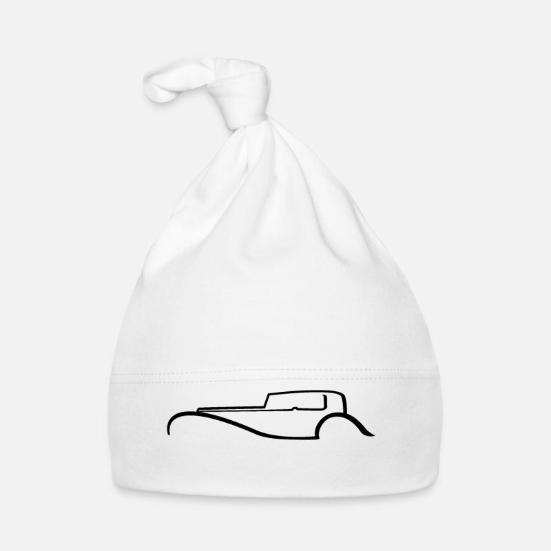Car-Silhouette | Oldtimer | Art Deco - Baby Bio-Mütze - Weiß