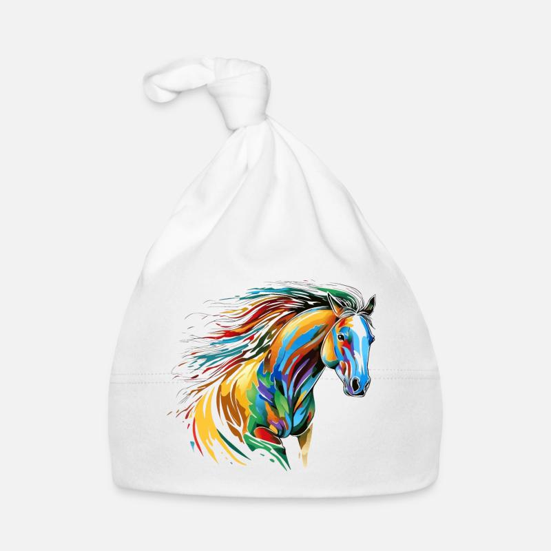 Murmure du vent : majestueux cheval arc-en-ciel Bonnet bio Bébé