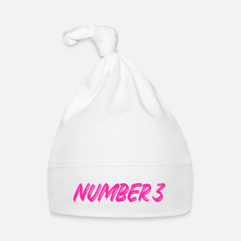 Number 3 - drei - dritter - dritte - 3 - Nummer 3 - Baby Bio-Mütze - Weiß