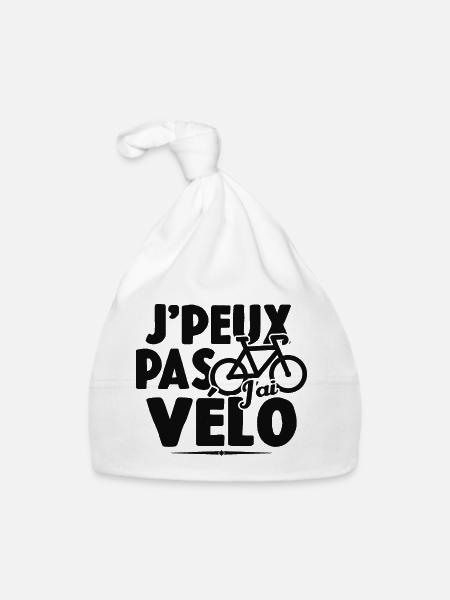 Je Peux Pas J'ai Vélo Cadeau Cycliste - Bonnet bio Bébé - blanc - Devant