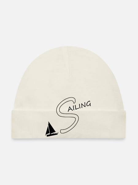 sailing, segeln, segler, segelschiff - Baby Bio-Mütze - Weiß - Vorne