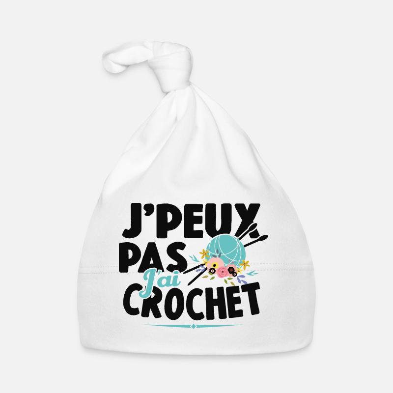 Je Peux Pas J'ai Crochet Cadeau Couture - Bonnet bio Bébé - blanc
