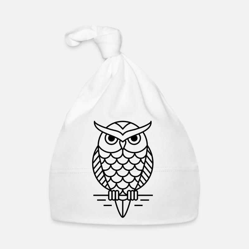 hibou - Bonnet bio Bébé - blanc