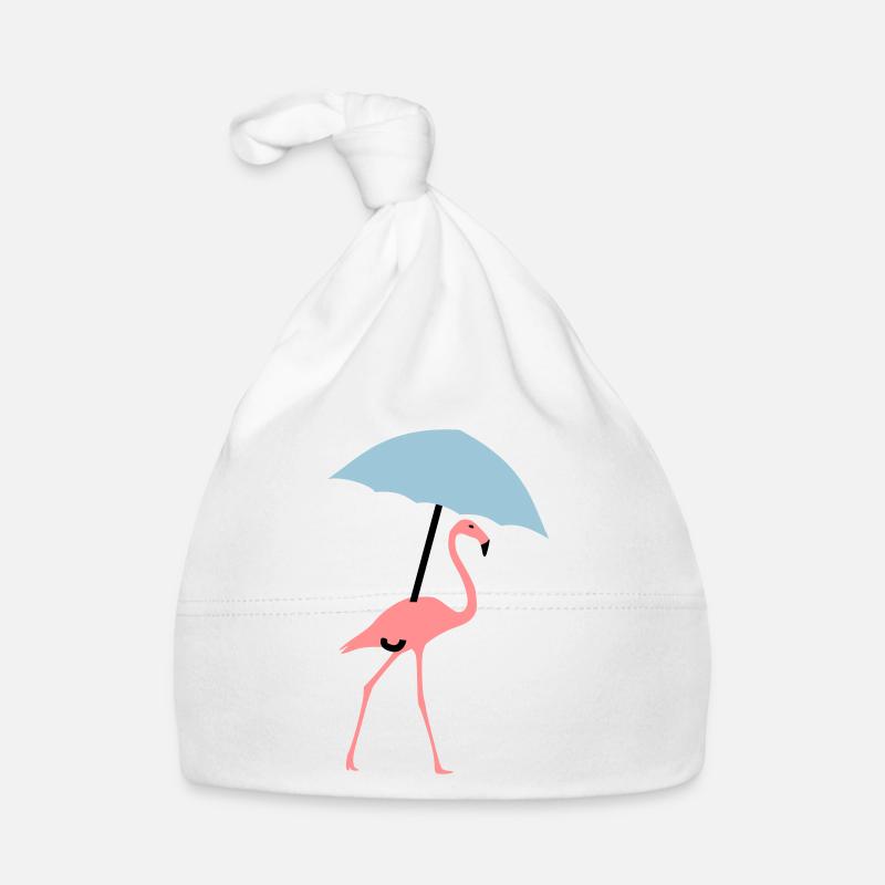 Flamingo mit Regenschirm oder Sonnenschirm Baby Bio-Mütze