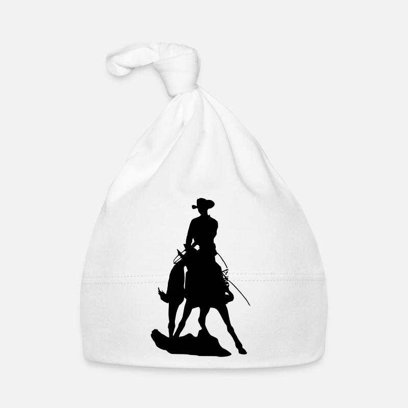 Westernpferd im Spin - Baby Bio-Mütze - Weiß