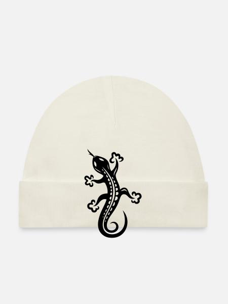 Small lizard, salamander, Tattoo. - Organic Baby Cap - white - Front