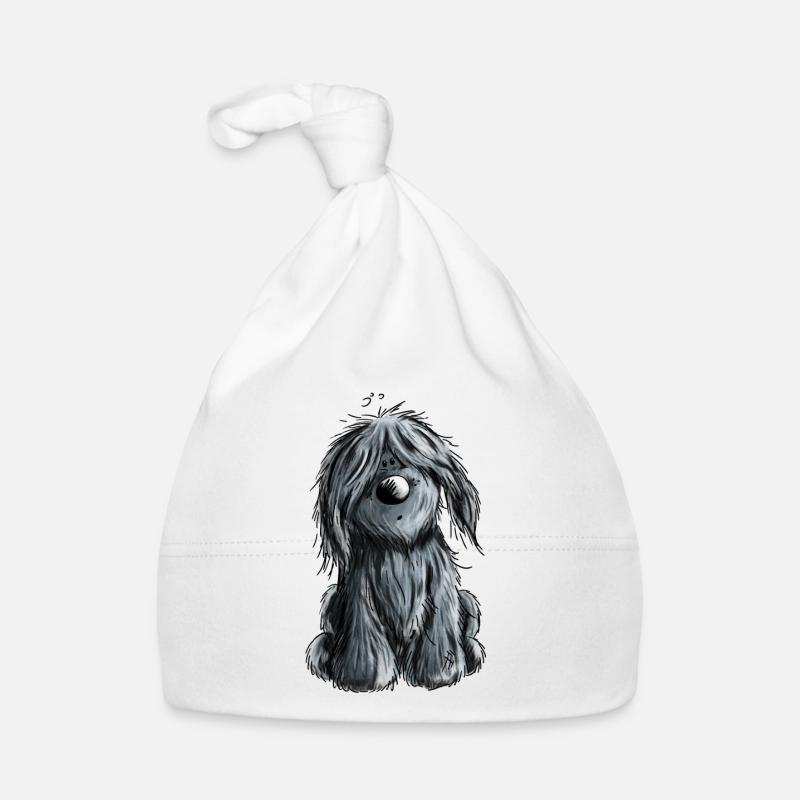 Knuffiger schwarzer Briard - Hund - Geschenk Baby Bio-Mütze