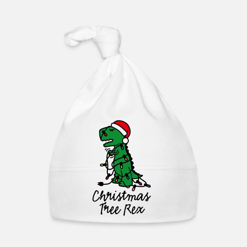 Christmas tree rex ugly xmas lights dinosaur Organic Baby Cap