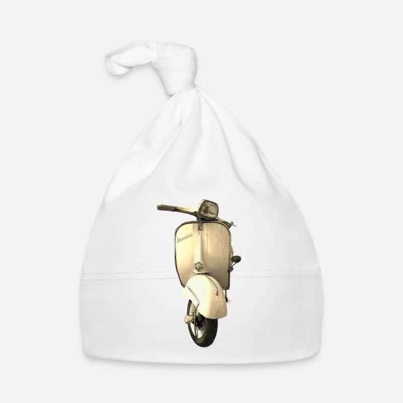 Cremefarbener Retro-Roller Baby Bio-Mütze