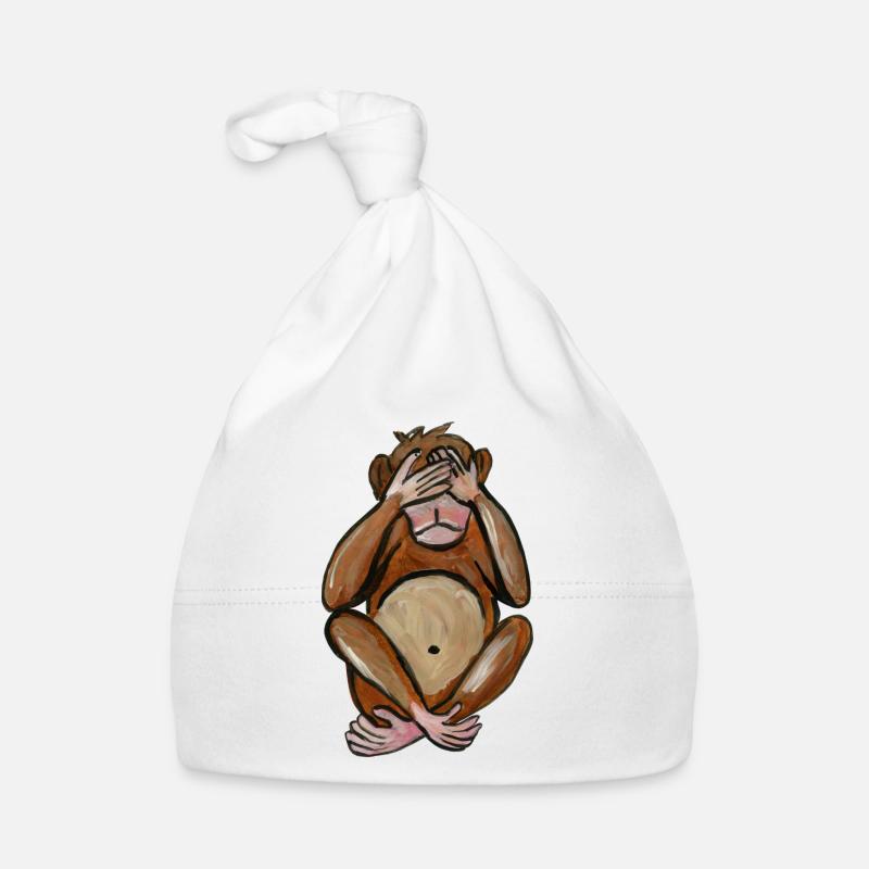 blinder Affe - blinder Affe - Blinder affe cieca - Baby Bio-Mütze - Weiß