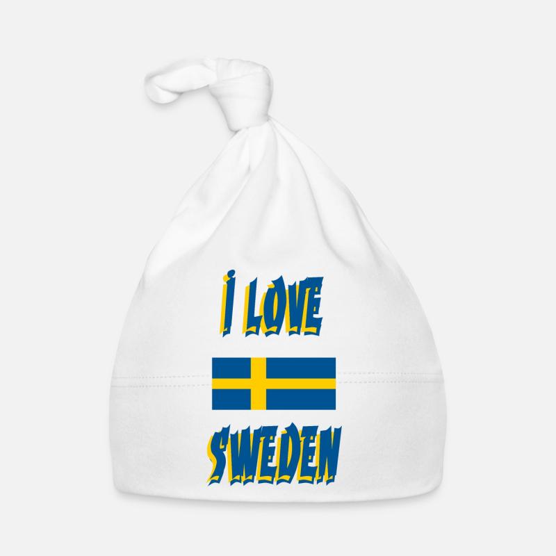 Love Sweden Flags Design - Bonnet bio Bébé - blanc