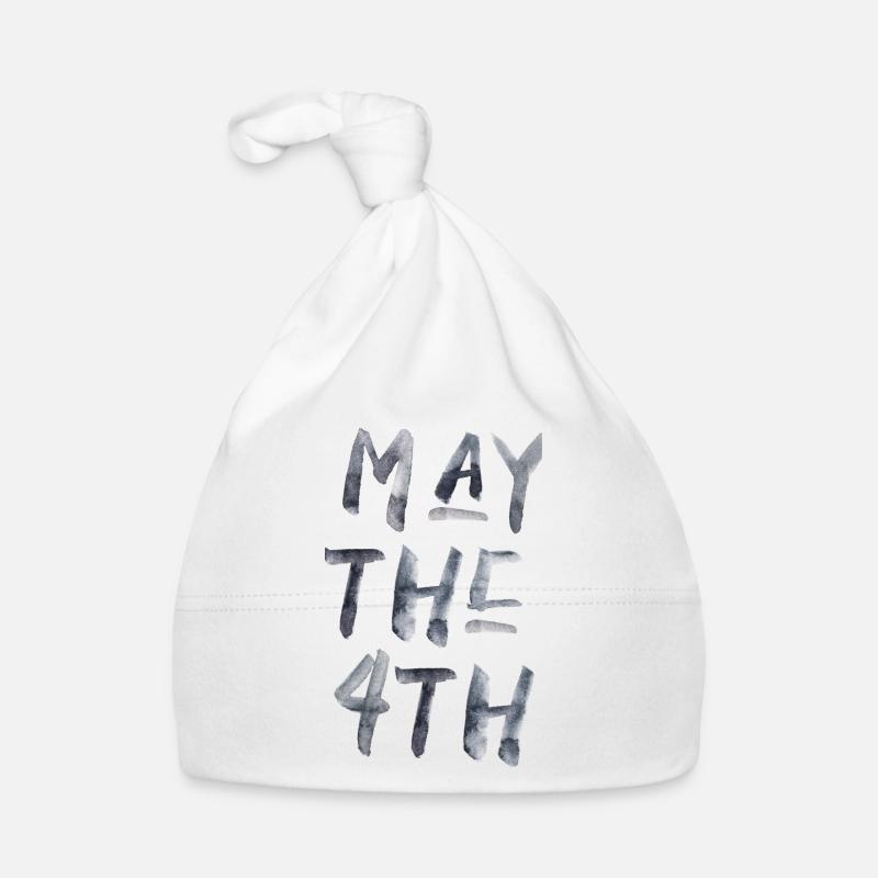 May the force 4th 4 mai jour sentence - Bonnet bio Bébé - blanc