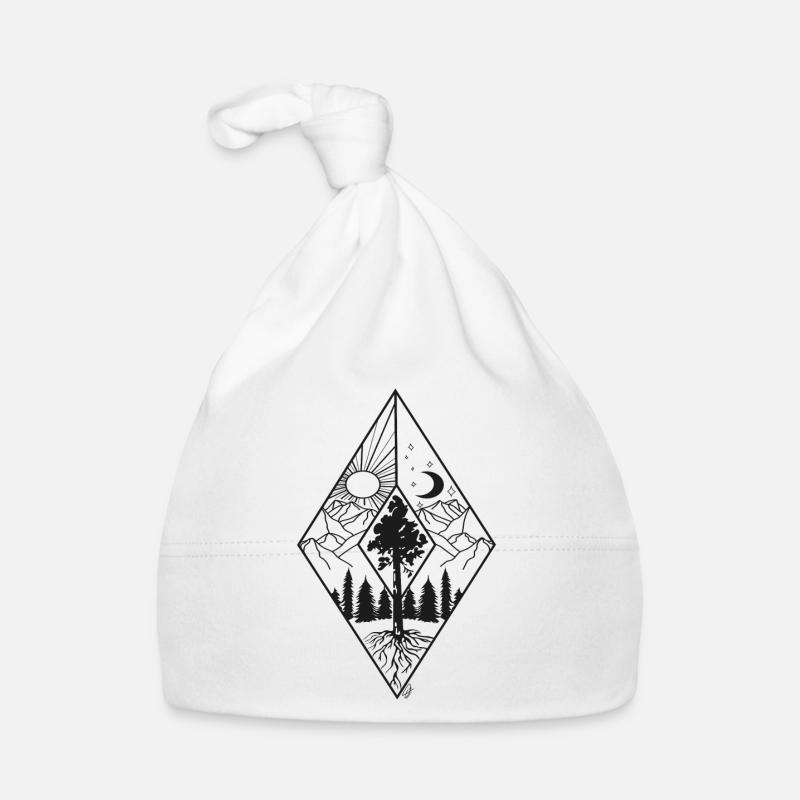 Diamond Day Night Mountains Organic Baby Cap