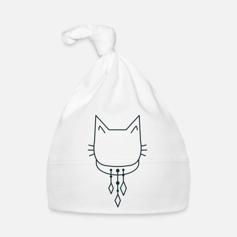 Cute cat with collar dangles Organic Baby Cap