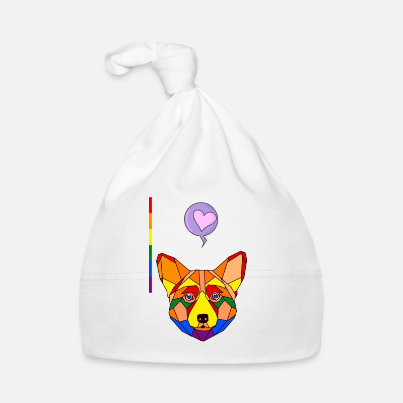 Corgi raimbow - Bonnet bio Bébé - blanc