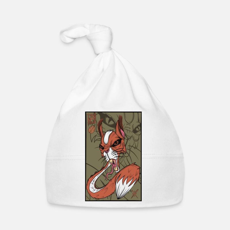 Écureuil serpent renard - Bonnet bio Bébé - blanc