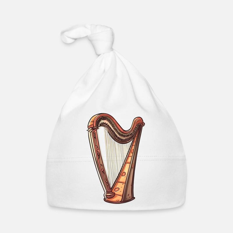 Harpe dans le style comique - Bonnet bio Bébé - blanc
