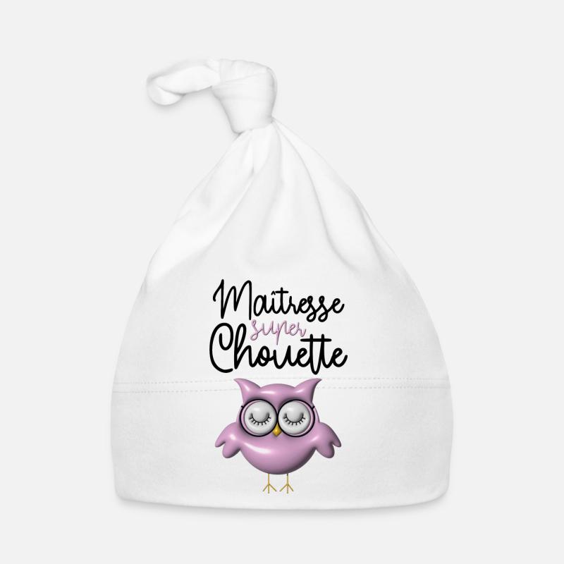 Maîtresse super chouette rose 3D Bonnet bio Bébé