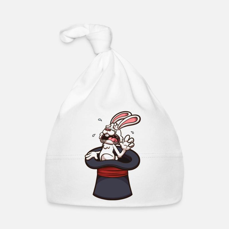 Lapin blanc effrayé dans un chapeau de magicien Bonnet bio Bébé