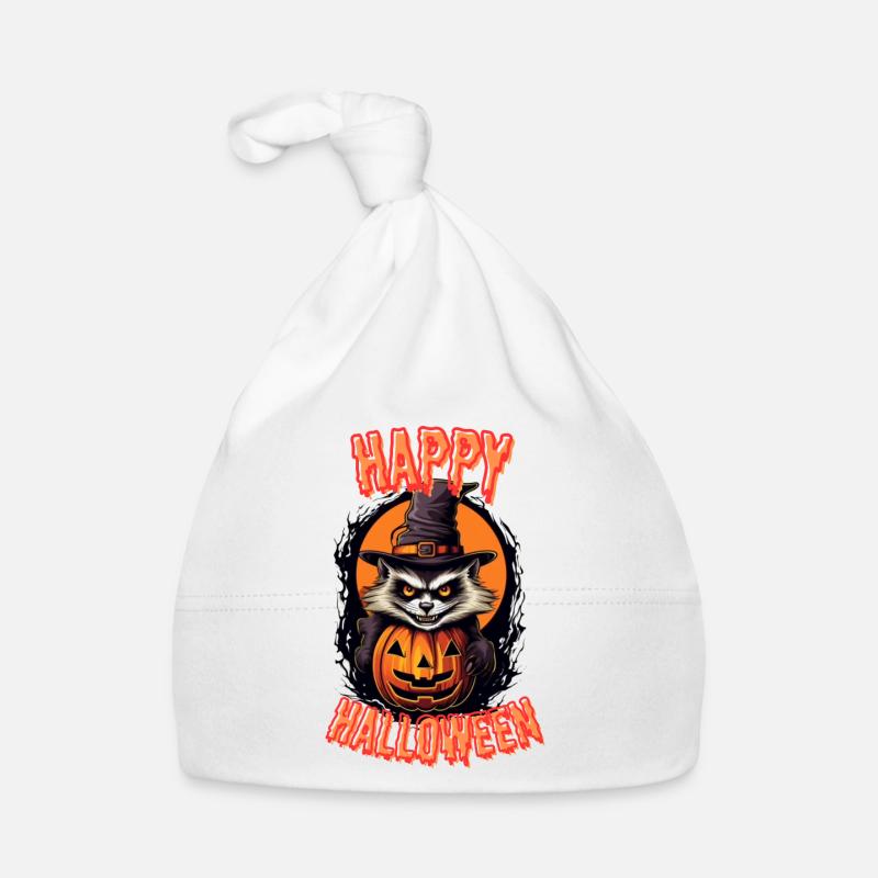 Chat effrayant sorcière avec citrouille Bonnet bio Bébé