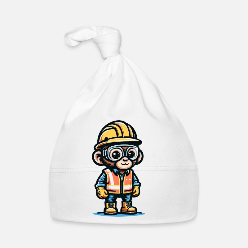 Cute Monkey Construction Worker Baby Bio-Mütze