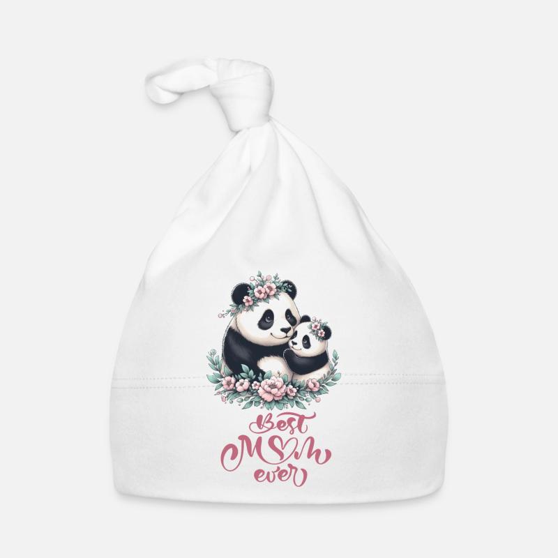 Best Mom Ever Panda Lover Floral Wreath I Mom Baby Bio-Mütze