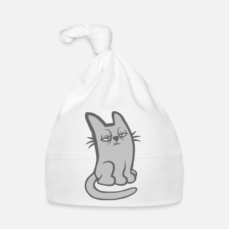 Funny Tired Cat Don't Like Mornings Grumpy Morning Organic Baby Cap