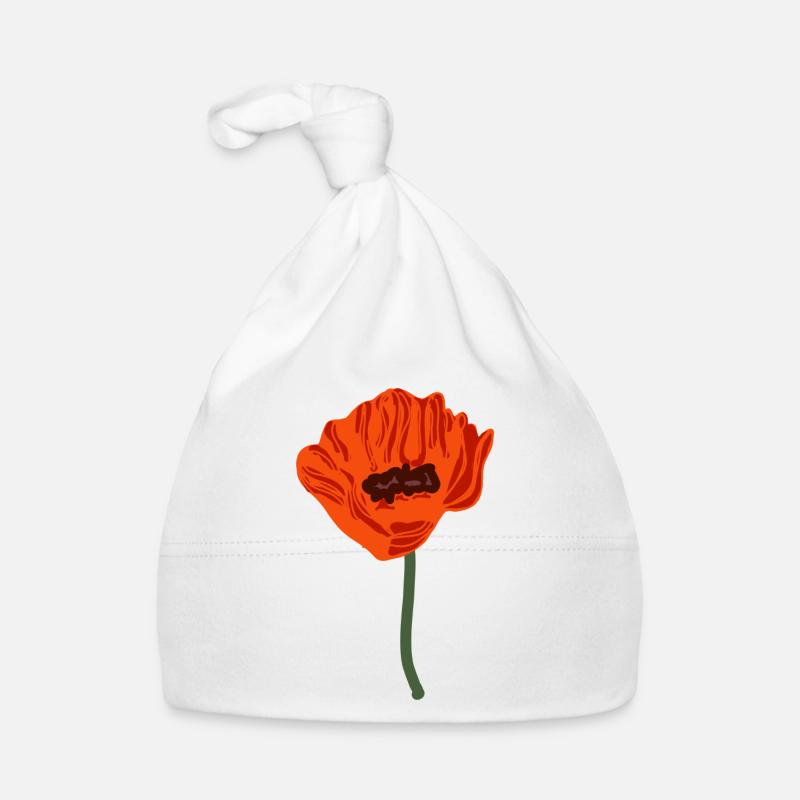 roter blühender Mohn Baby Bio-Mütze
