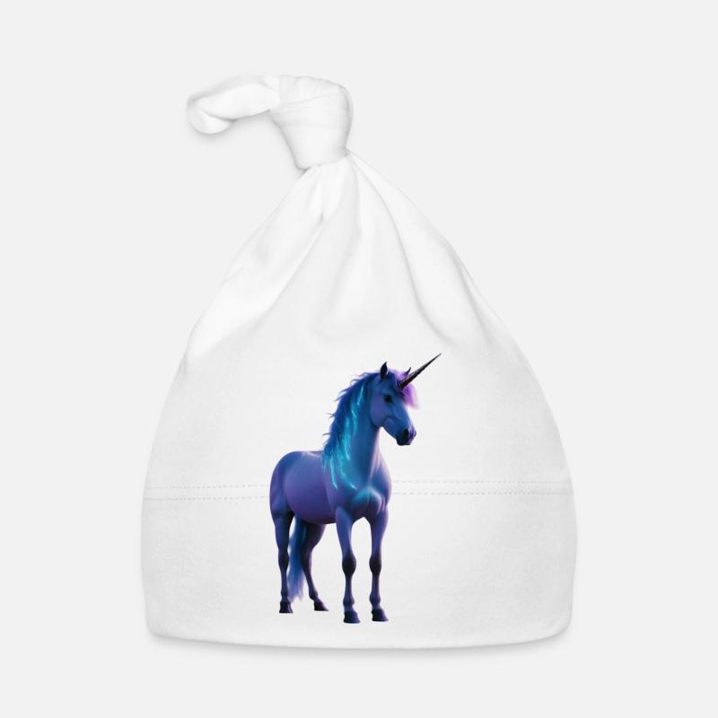 Silhouette Licorne Majestueuse - Bonnet bio Bébé - blanc