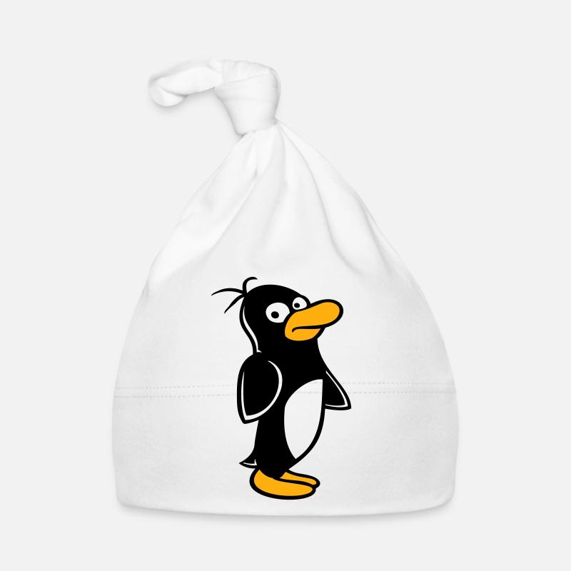 Penguin looks funny cautiously to the side Organic Baby Cap
