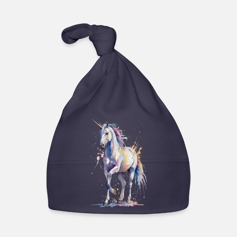 Ätherisches Einhorn - Aquarell Baby Bio-Mütze