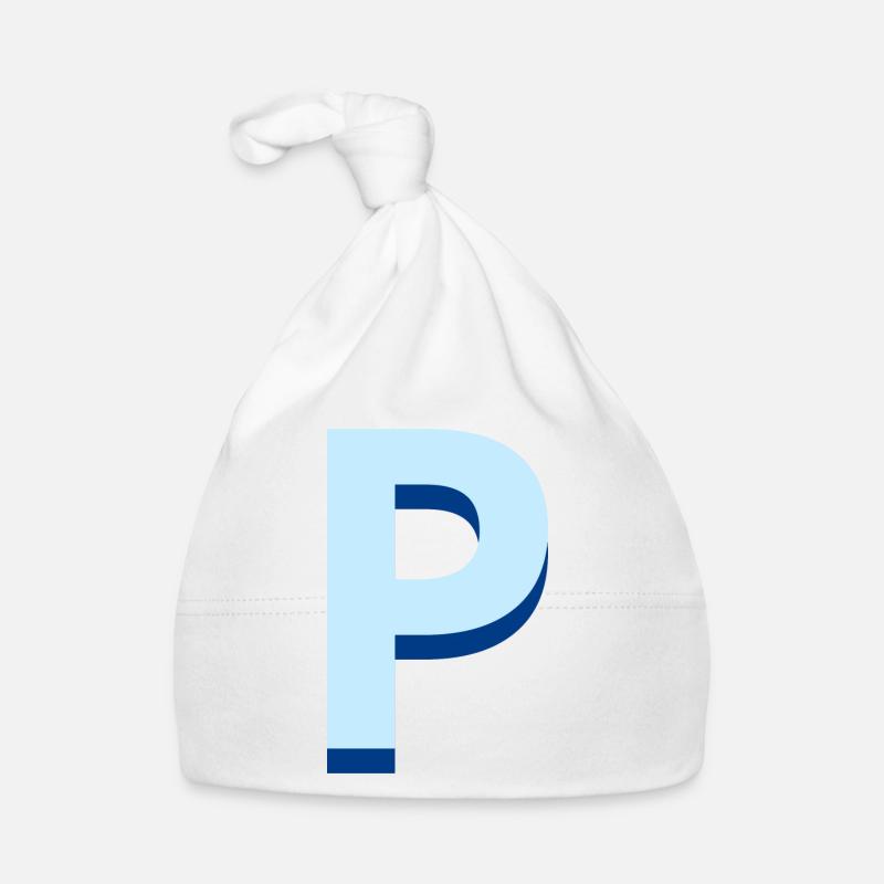 Pop und moderner blauer Buchstabe p Baby Bio-Mütze