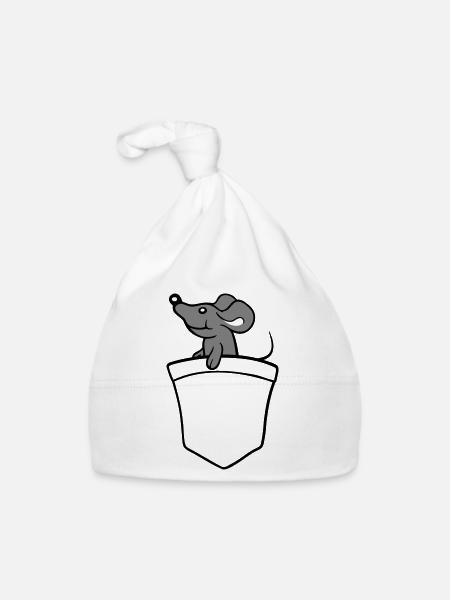 Maus Hemdtasche Tasche unterwegs auf Reisen Süß - Baby Bio-Mütze - Weiß - Vorne