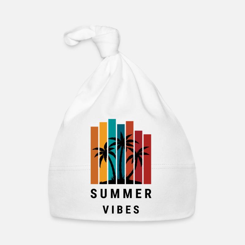 Retro Summer Vibes Palm Tree Sunset Beach Baby Bio-Mütze