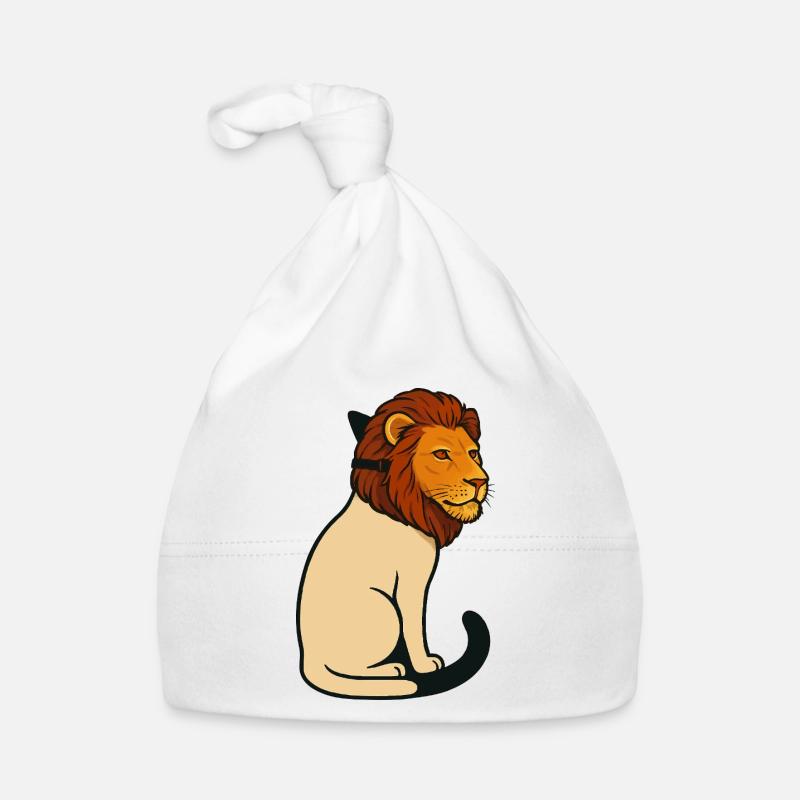 Katze trägt eine Maske eines Löwen Baby Bio-Mütze