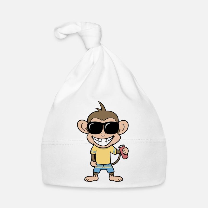Singe des vacances avec boisson Bonnet bio Bébé