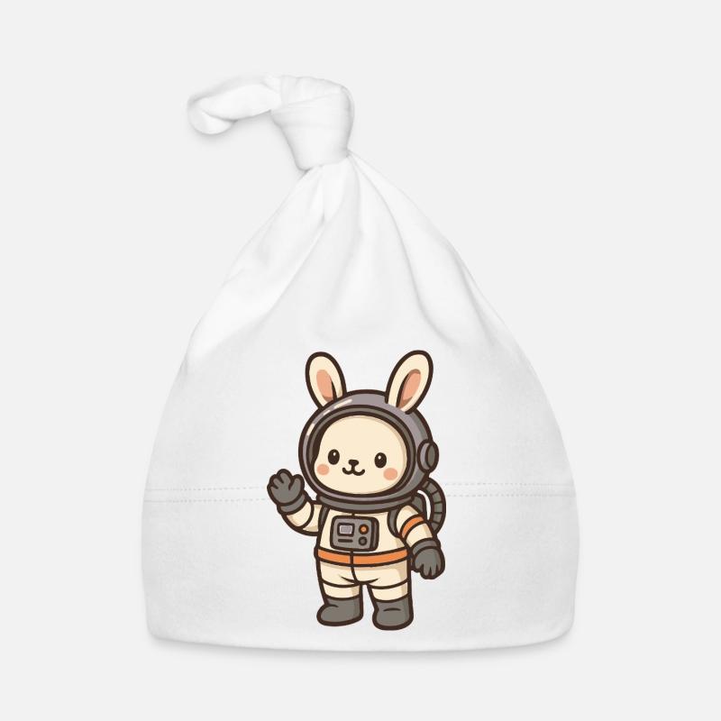 Lapin de l'espace avec casque d'astronaute - Bonnet bio Bébé - blanc