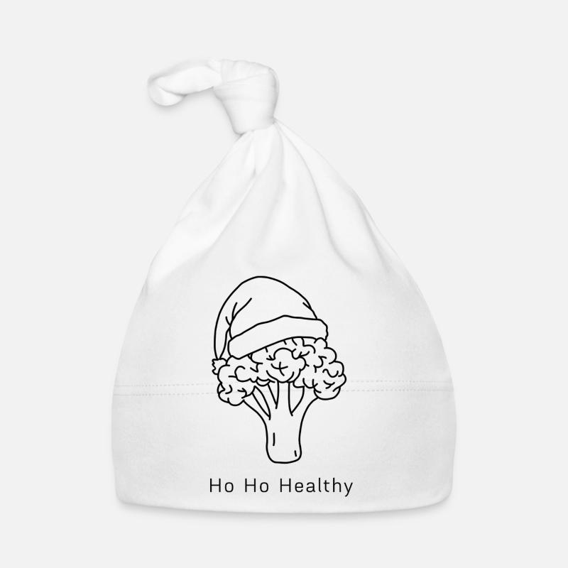 Ho Ho Healthy – Broccoli with a Christmas hat Organic Baby Cap