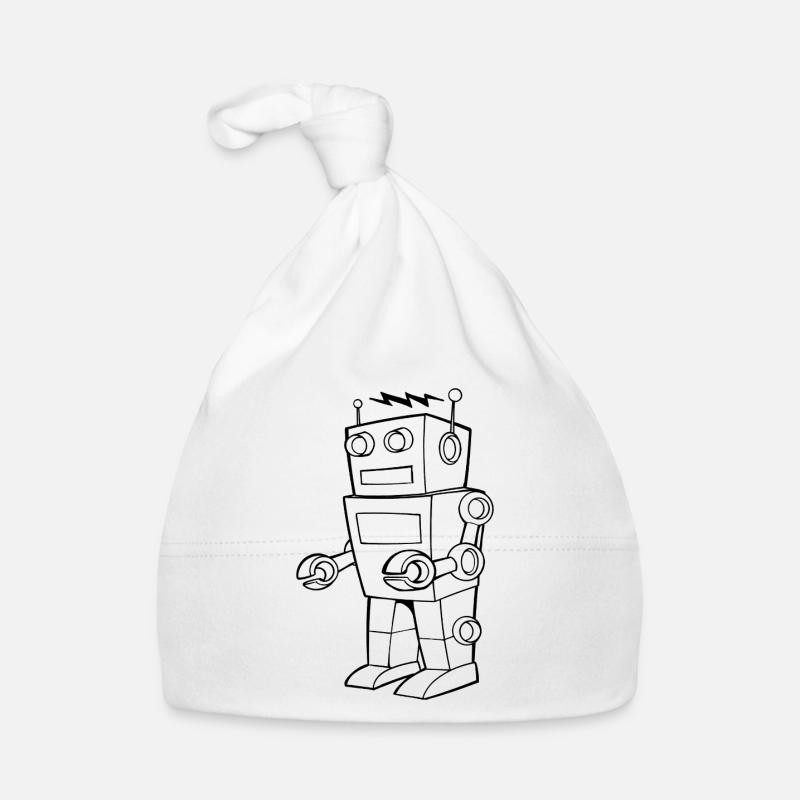 Robot Vintage Croquis Design Bonnet bio Bébé