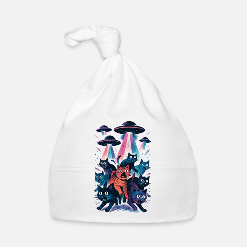 Alien UFOs UFO Cat Cats Beaming Gift Organic Baby Cap