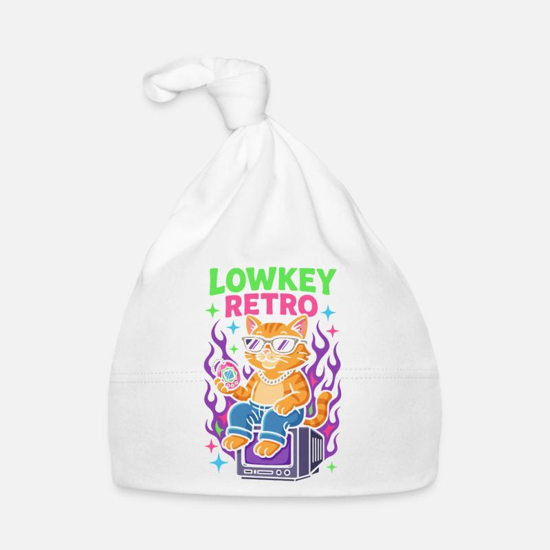 Lowkey Retro Cat Vibes TV 90's Bonnet bio Bébé