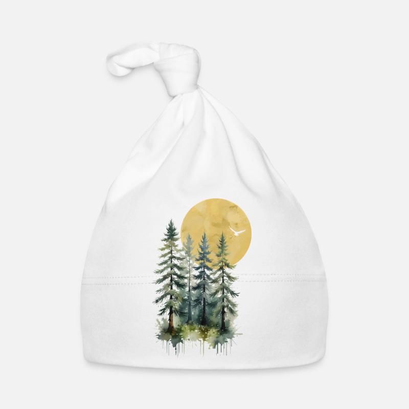 Forêt de pins au clair de lune Bonnet bio Bébé