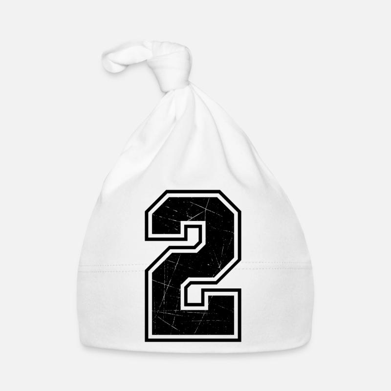Number Two Outline Scratch Texture Organic Baby Cap