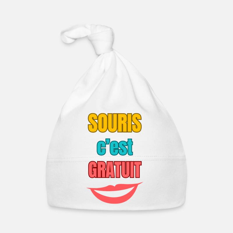 Souris c’est gratuit — typographie colorée Bonnet bio Bébé