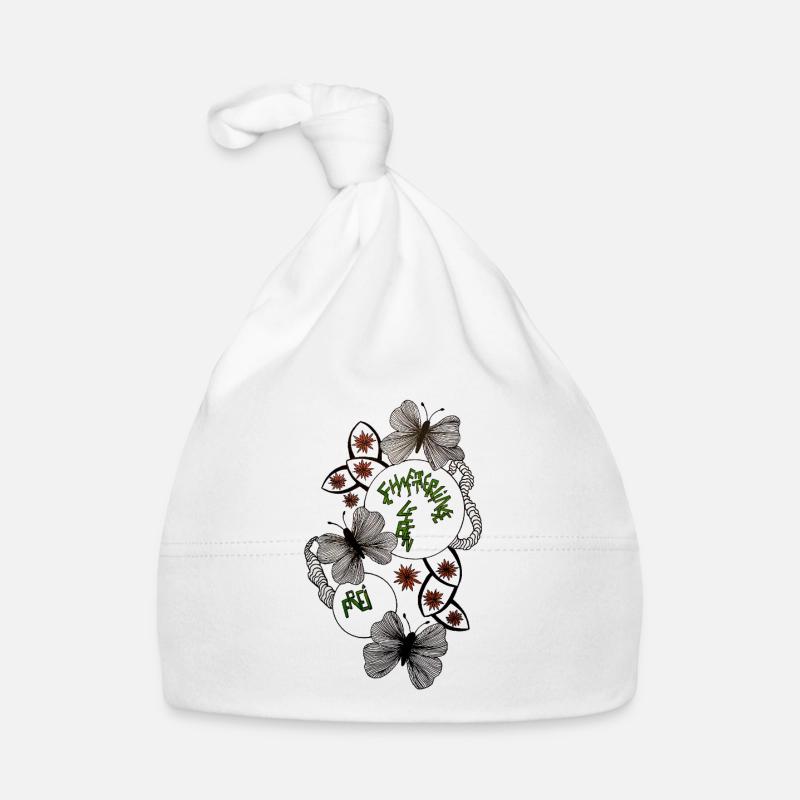 Hand Drawn Butterfly Floral Pattern Organic Baby Cap