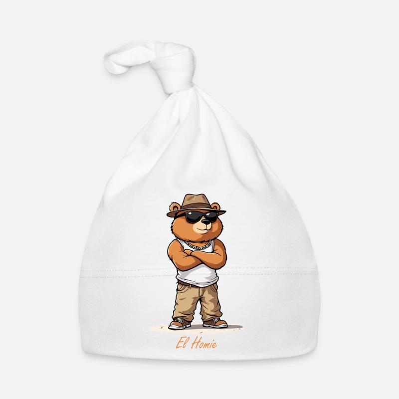 Beach style bear with hat Organic Baby Cap