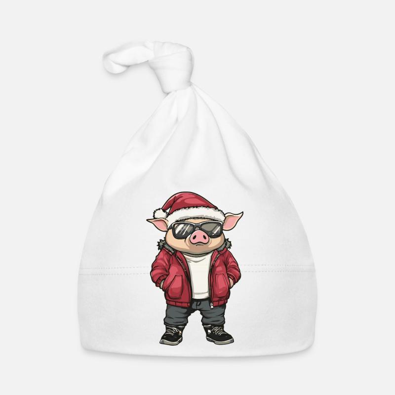 Cochon Noël Hiver Bonnet bio Bébé